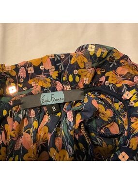 Eva Franco sample piece - sequin floral sheer top in size 8 - buttons down back